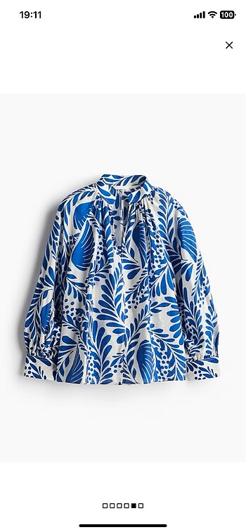 H&M H&M balon kol gömlek floral oversize
