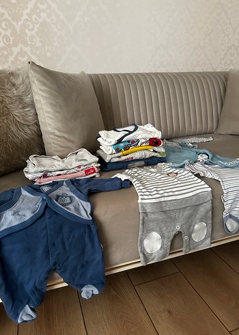 Mavi Gri Baskılı Bebek Tulumu - Görsel 5