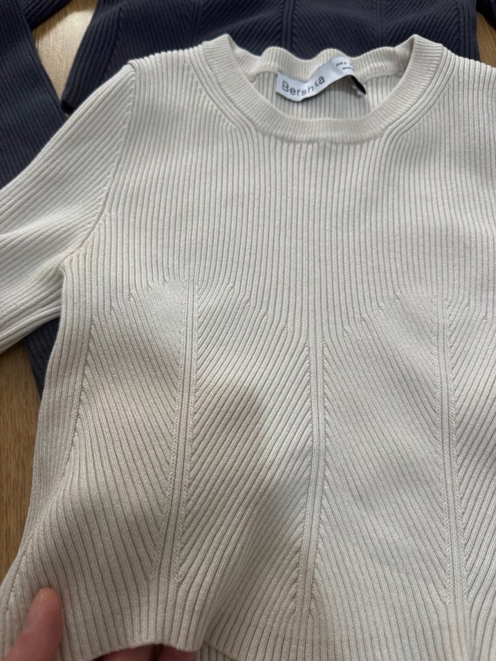 Bej ve Gri Örgü Kadın Kazak - Görsel 3