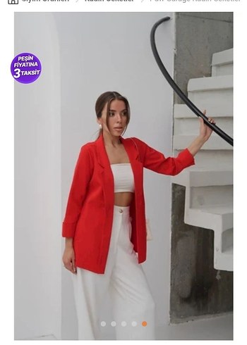 Kırmızı Kadın Blazer Ceket