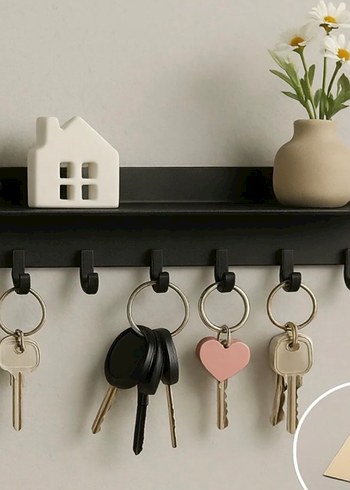 Siyah Duvara Monte Askılık ve anahtarlık - Görsel 3