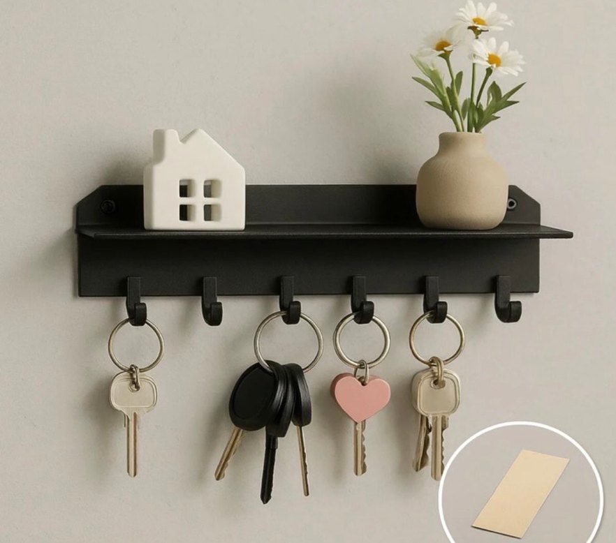 Siyah Duvara Monte Askılık ve anahtarlık - Görsel 3