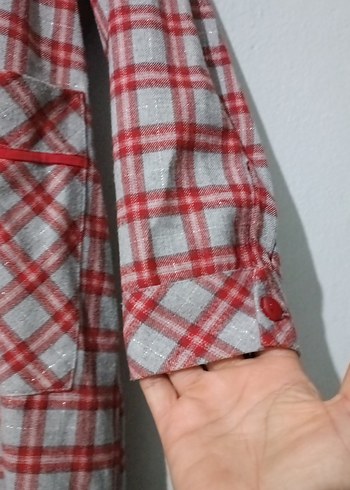 Kadın Uzun Kollu Desenli Kırmızı Gri  mevsimlik  kap  M  yeni - Görsel 4