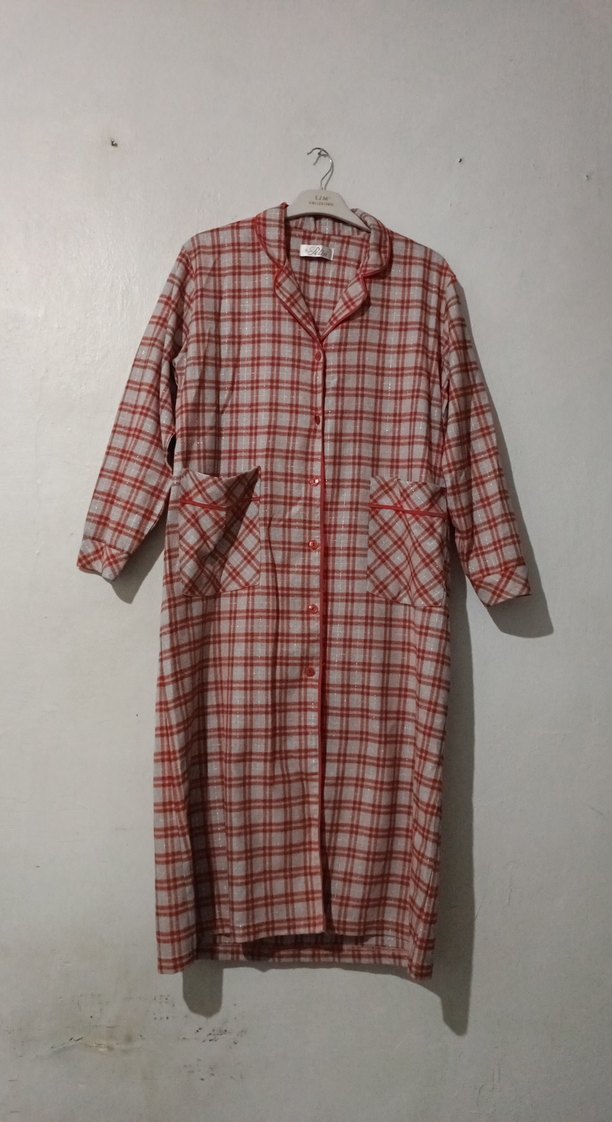 Kadın Uzun Kollu Desenli Kırmızı Gri  mevsimlik  kap  M  yeni - Görsel 2