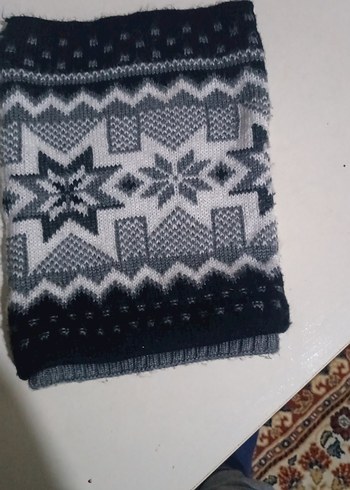 Gri Desenli Kadın Örgü Bere yeni gibi - Görsel 3