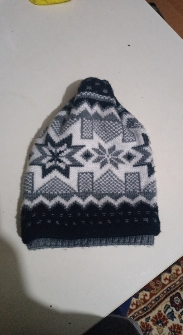 Gri Desenli Kadın Örgü Bere yeni gibi - Görsel 4