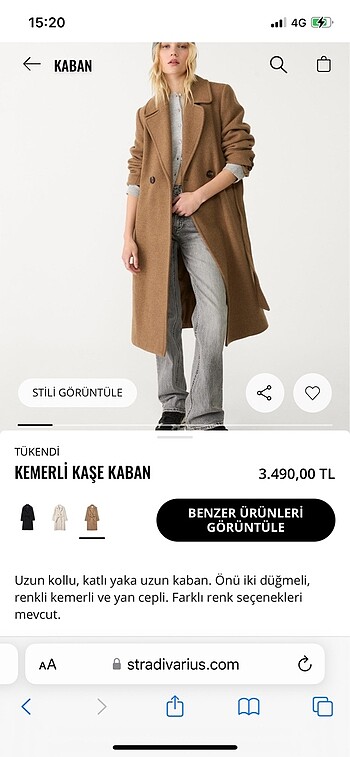 xs Beden kahverengi Renk Stradivarius Kaşe Kaban