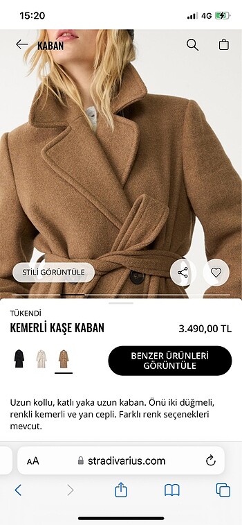 xs Beden Stradivarius Kaşe Kaban
