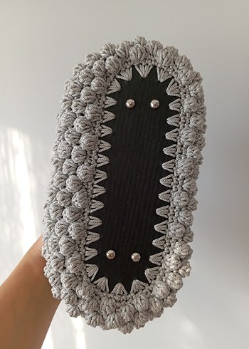 Gri Örgü Kadın Portföy Çanta - Görsel 3