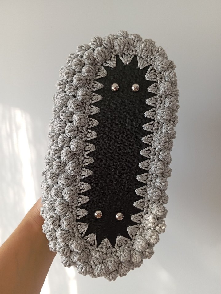 Gri Örgü Kadın Portföy Çanta - Görsel 3