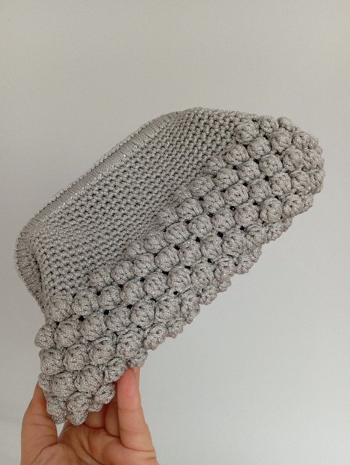 Gri Örgü Kadın Portföy Çanta - Görsel 4