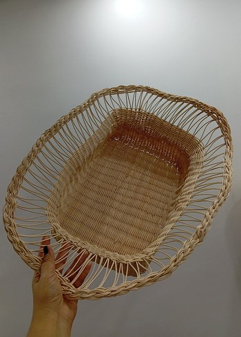 Bej Hasır Dekoratif Sepet - Görsel 4