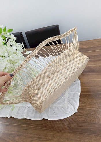 Bej Hasır Dekoratif Sepet - Görsel 3