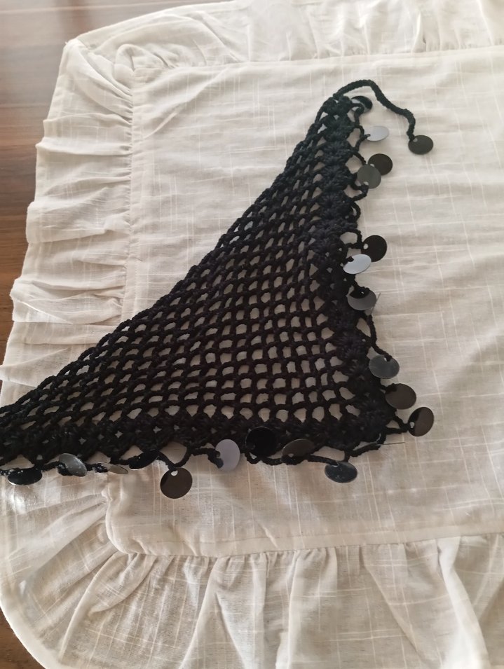 Boncuklu Siyah Örgü Kadın Fuları - Görsel 2