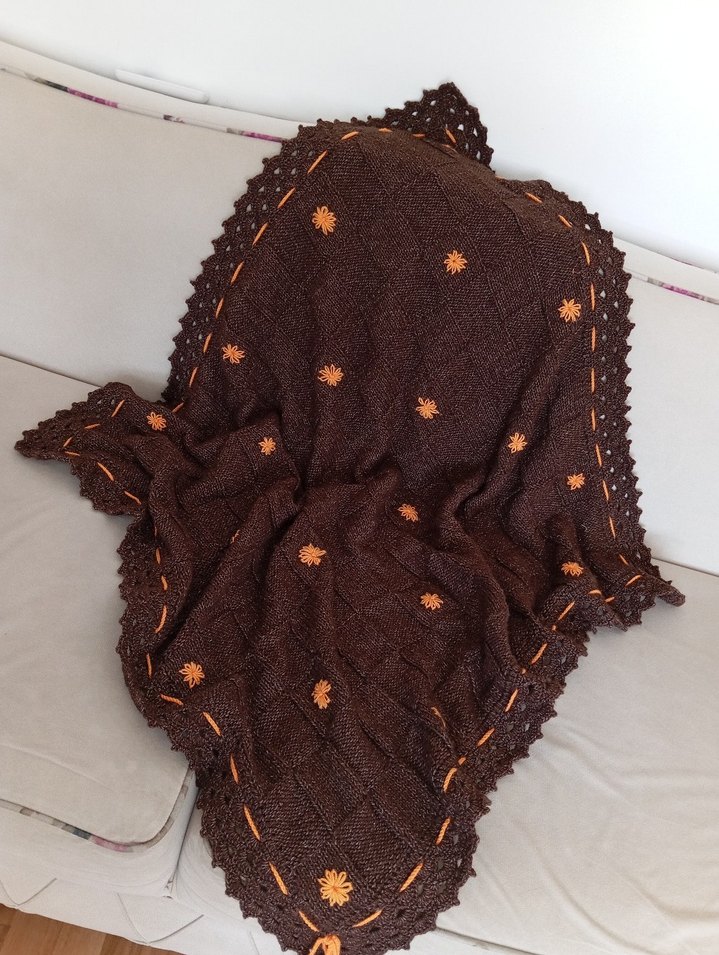 Koyu Kahverengi Nakışlı Çocuk Battaniyesi - Görsel 3