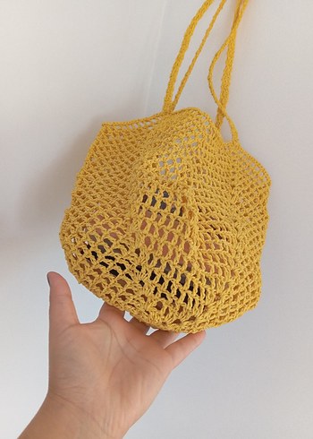 Sarı Örgü Kadın Çanta - Görsel 5