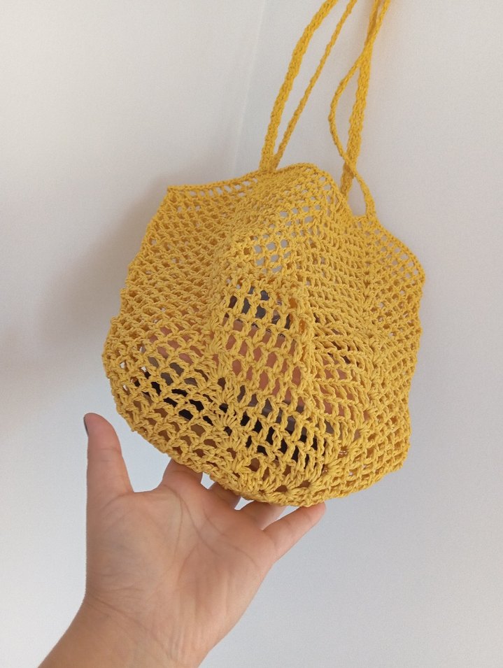 Sarı Örgü Kadın Çanta - Görsel 5