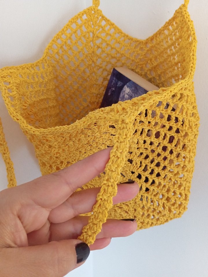 Sarı Örgü Kadın Çanta - Görsel 3