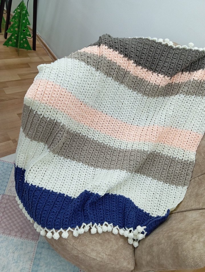 Çok Renkli Örgü Çocuk Battaniyesi - Görsel 3