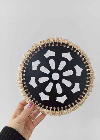 El Yapımı Hasır ve Ahşap Dekoratif kapaklı sepet. - Görsel 4