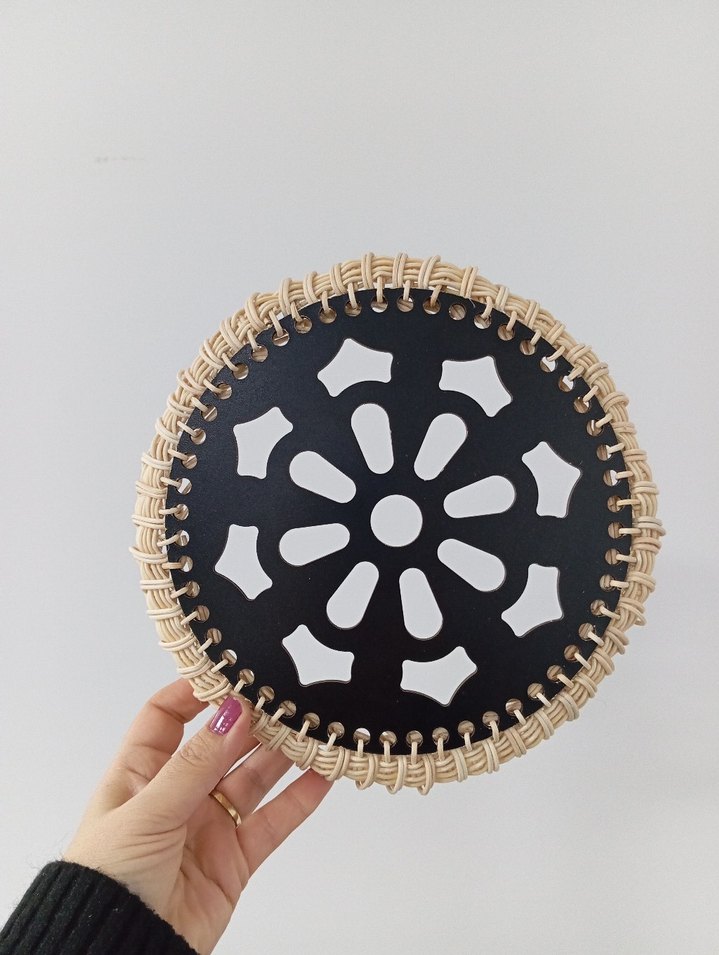 El Yapımı Hasır ve Ahşap Dekoratif kapaklı sepet. - Görsel 4