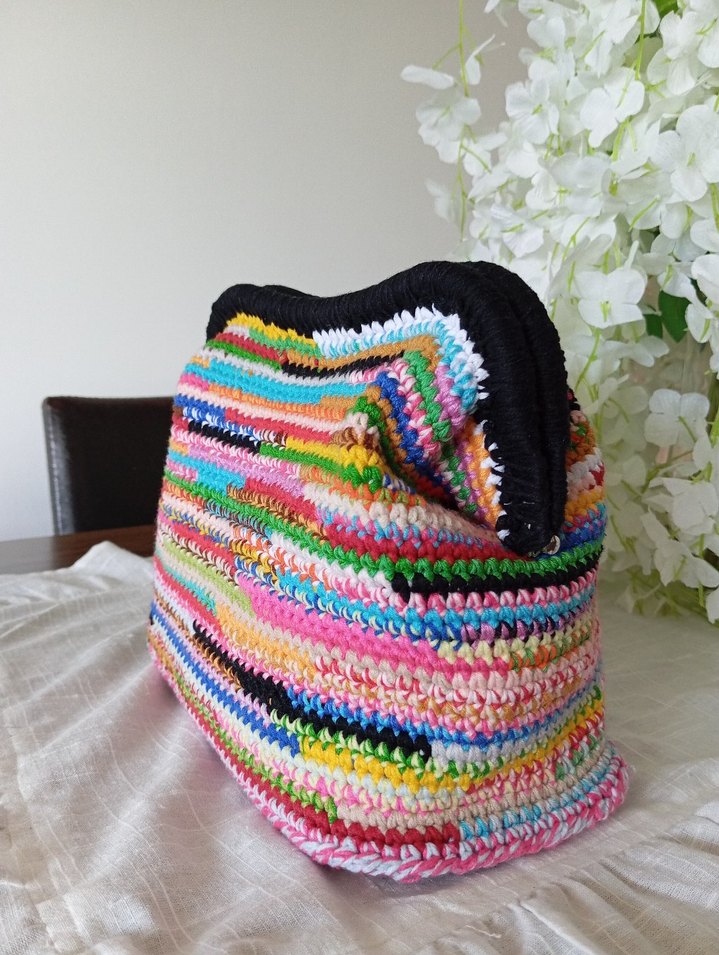 Renkli Örgü Kadın Portföy Çanta - Görsel 3