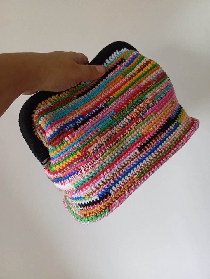 Renkli Örgü Kadın Portföy Çanta - Görsel 4