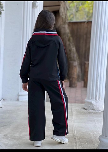 Kız Çocuk  6 15 yaş Mavi Siyah Fermuarlı Eşofman Takımı - Görsel 5