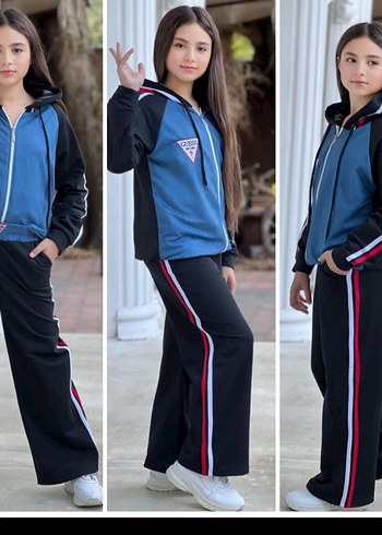 6 15 yaş arası  Mavi Kapüşonlu Eşofman Takımı - Görsel 2