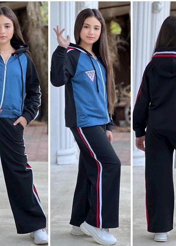 6 15 yaş arası  Mavi Kapüşonlu Eşofman Takımı - Görsel 3