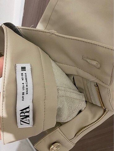 36 Beden Zara suni deri pantolon