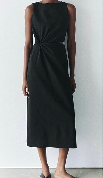 Zara cut out detaylı midi elbise