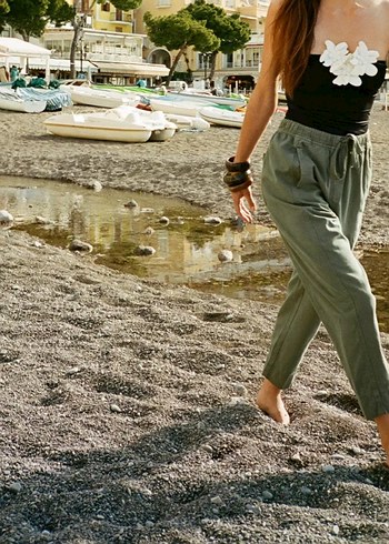 Zara beli lastikli Pamuk Pantolon