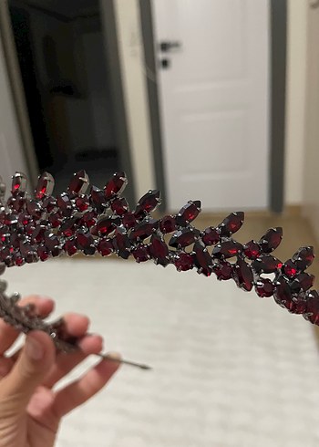 Beden bordo Renk Bordo Kristal Taşlı Kadın kına taç
