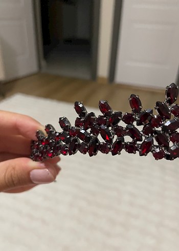 Beden Bordo Kristal Taşlı Kadın kına taç