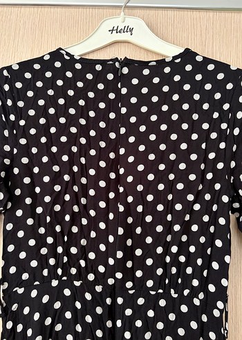 Puantiye Desenli Siyah Uzun Elbise - Görsel 6