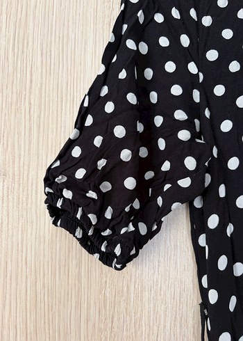 Puantiye Desenli Siyah Uzun Elbise - Görsel 5