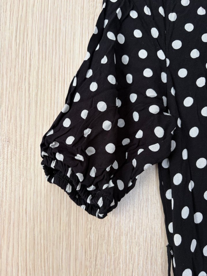 Puantiye Desenli Siyah Uzun Elbise - Görsel 5