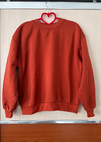 Kiremit Kadın Sweatshirt, Yuvarlak Yaka, Rahat Kesim - Görsel 2