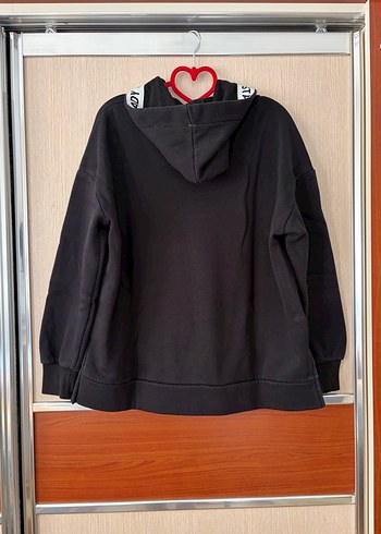 Kadın Siyah Kapüşonlu Salaş Sweatshirt - Görsel 3