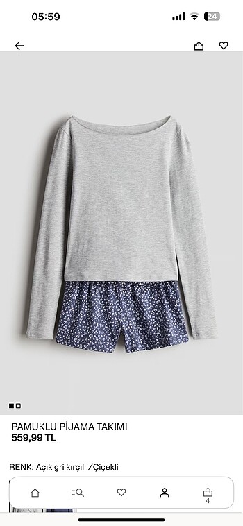 H&M PAMUKLU PİJAMA TAKIMI