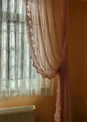 Pastel Pembe Düz Tül Perde - Görsel 4