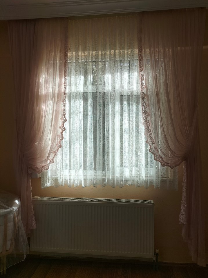 Pastel Pembe Düz Tül Perde - Görsel 5