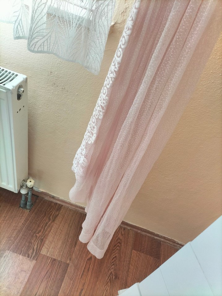 Pastel Pembe Düz Tül Perde - Görsel 2