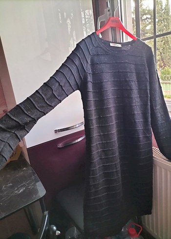 Siyah Triko Elbise - Görsel 2