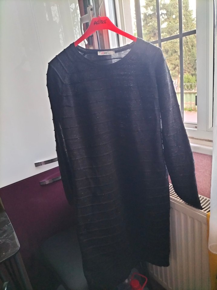 Siyah Triko Elbise - Görsel 3