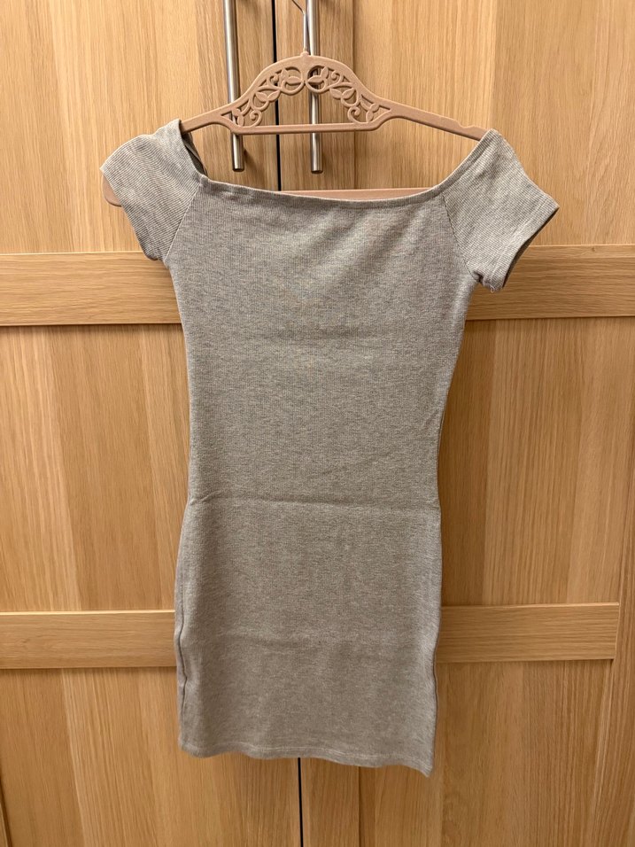 Pamuk Kumaşlı Gri Midi Elbise - Görsel 3