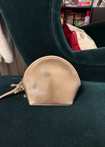 Zincir Detaylı Rose Altın Deri Kadın Çanta - Görsel 5