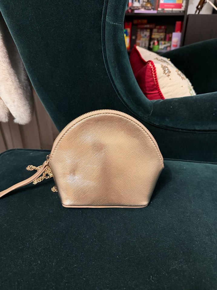 Zincir Detaylı Rose Altın Deri Kadın Çanta - Görsel 5