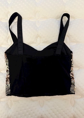 Siyah Payetli Straplez Mini Büstiyer Zara - Görsel 2